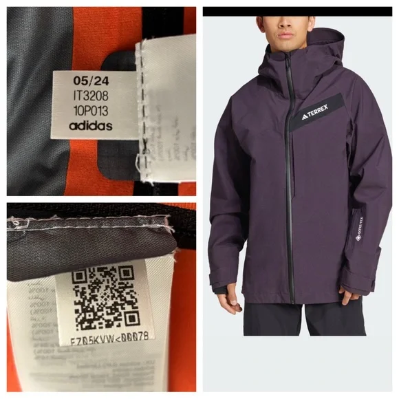 Adidas Terrex Techrock 3L Gore-Tex C-Knit Jacket Men’s XL NEW Purple Alpine Ski